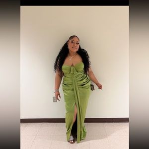 Rebeka Satin Maxi Dress - Green